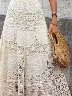 NWT Original ivory crochet elastic waists skirt